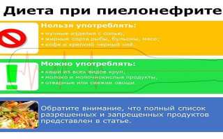 Диета при пиелонефрите у взрослых — правила питания и полноценное меню на неделю